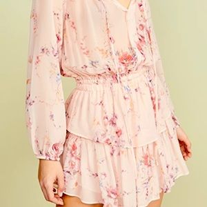 Love Shack Fancy Pink and Blue Popover Dress, XS